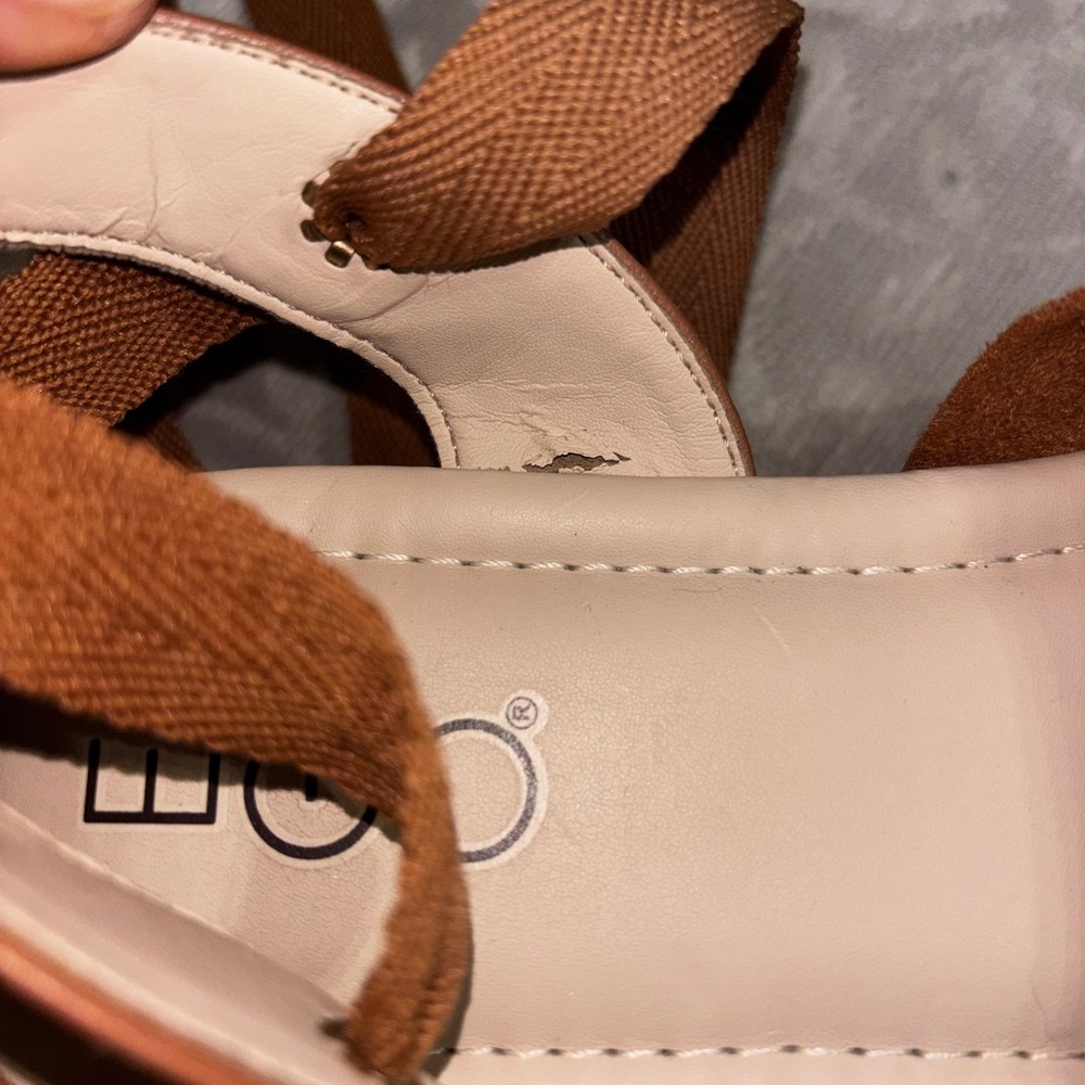 Ego Moleca Tan Faux Suede Platform Espadrille Lace Up Sandals - Picture 9 of 12
